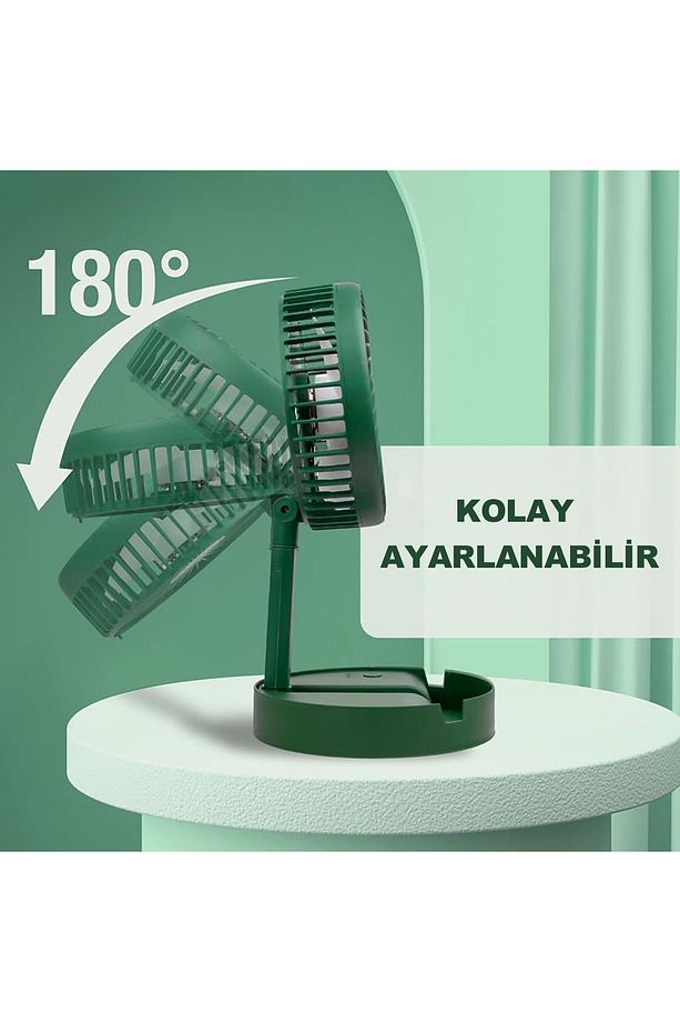 Masaüstü Vantilatör Şarjlı Vantilatör 3 Kademeli Vantilatör Fan Masa Üstü Kompakt Vantilatör - 7