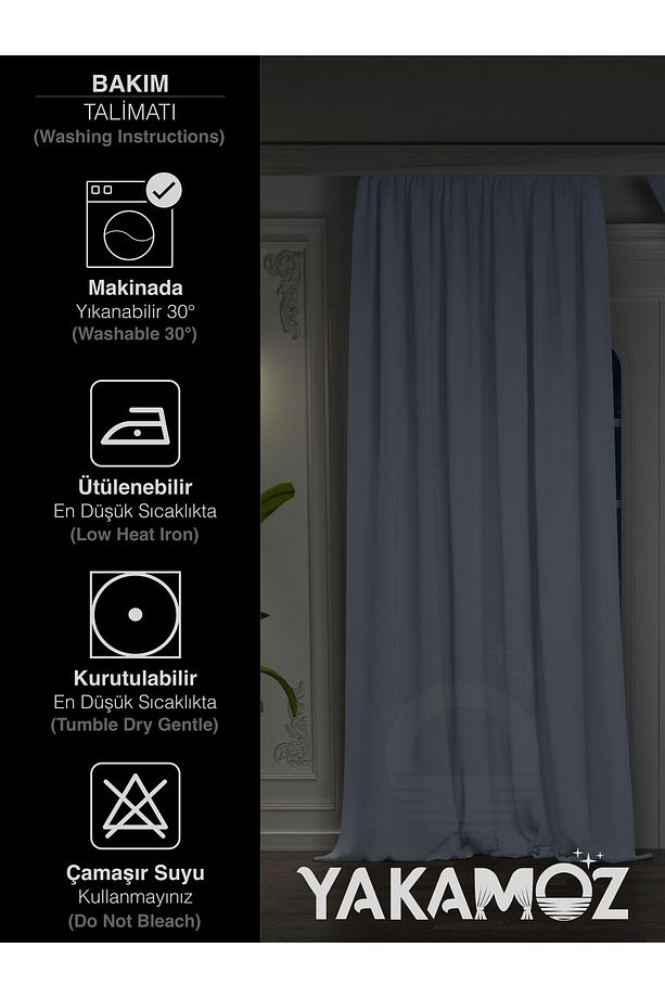 YÜKSEK KALİTE KURŞUNİ GRİ KARARTMA BLACKOUT FON PERDE EKSTRAFOR BÜZGÜLÜ TEK KANAT DARK TOUCH SERİSİ - 6