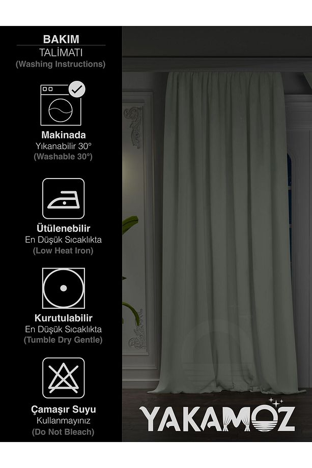 Yüksek Kalite Taş Rengi Karartma Blackout Fon Perde Ekstrafor Büzgülü Tek Kanat Dark Touch Serisi - 6