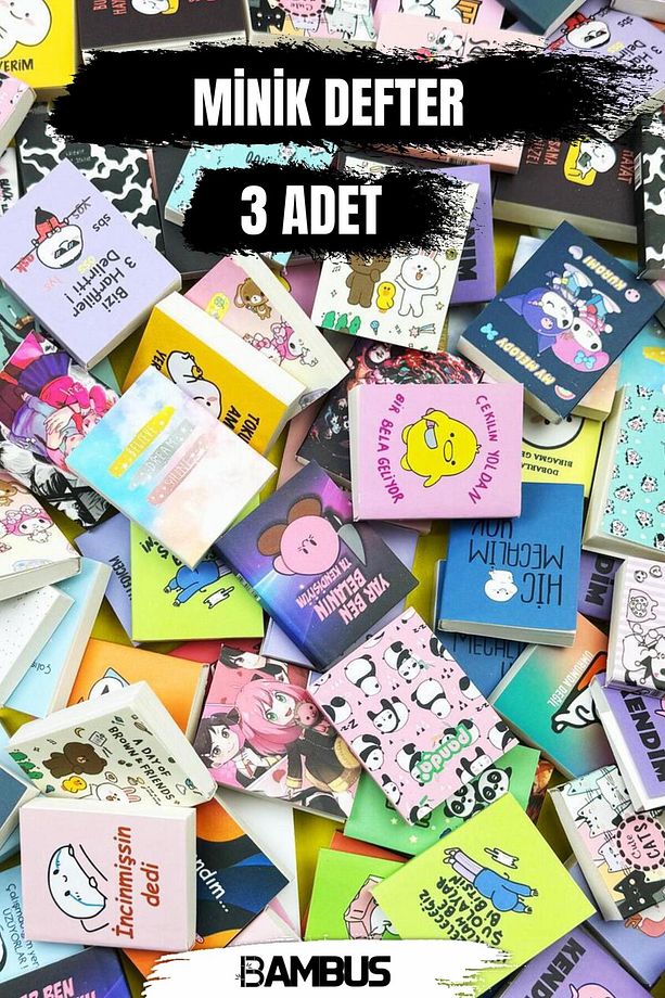 120 Sayfa Çizgisiz Mini/Minik/Minicik Defter Mini Ayraç Hediyeli 3 Adet - 1
