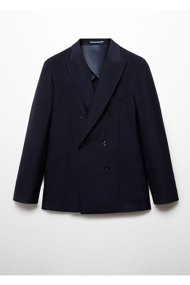 %100 işlenmemiş yün dimi kruvaze blazer ceket - 3