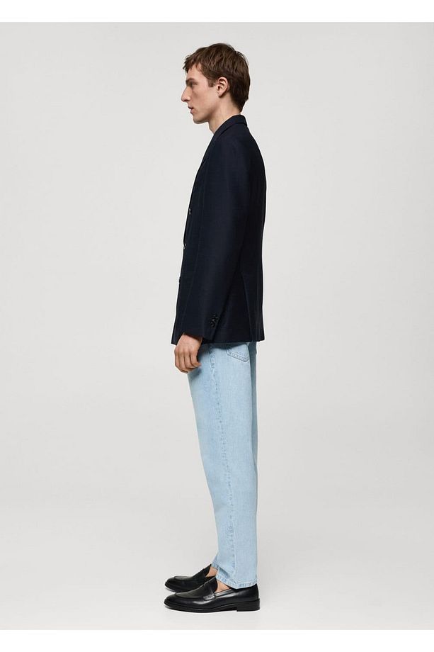 %100 işlenmemiş yün dimi kruvaze blazer ceket - 8