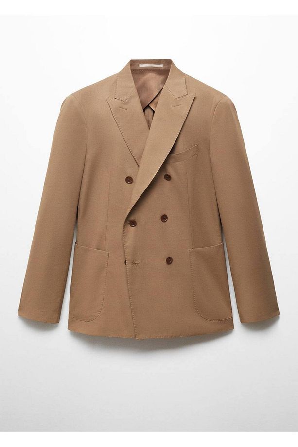 Kruvaze saf yün kumaş blazer ceket - 3