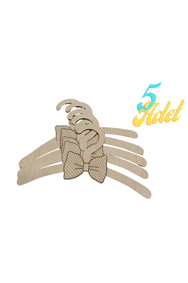 Wooden Bow Tie Figured Clothes Hanger Set of 5 for 0/4 Years Old