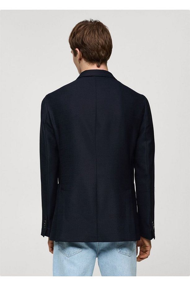 %100 işlenmemiş yün dimi kruvaze blazer ceket - 4