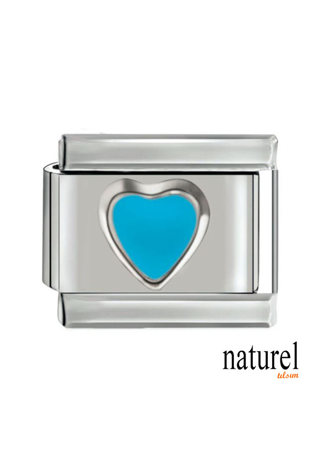 Italian Stainless Steel 9mm Blue Heart Charm