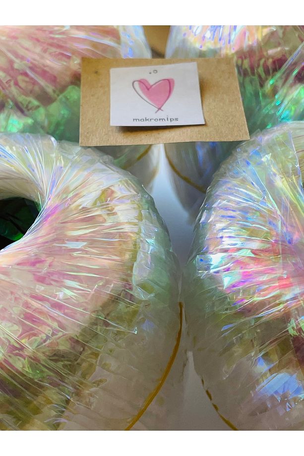 Premıum Metalik Kâğıt Rafya Ip(4 adet)Simli Parlak Abiye Polyester Çanta Şapka Örgü Paketleme ipi - 2