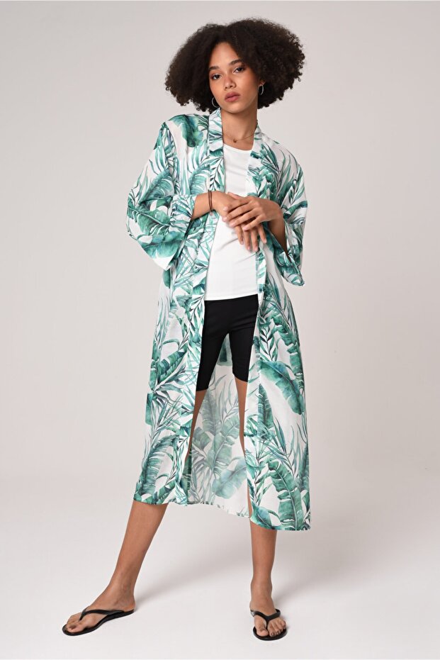 كيمونو منقوش بالفيسكوز - 1