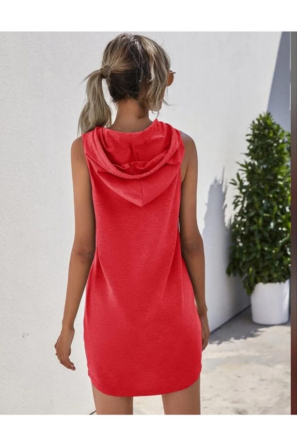 Spor Model Kapişonlu Elbise - 2