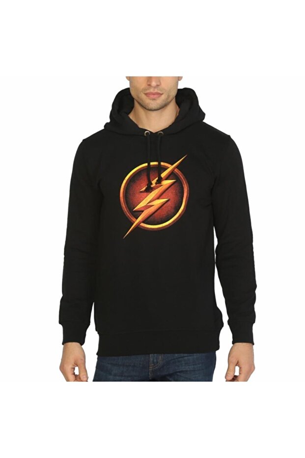 Men's Black Hooded Sweatshirt - Flash Hoodie