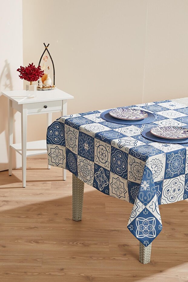 مفرش طاولة مقاوم للبقع بنمط البلاط - 2