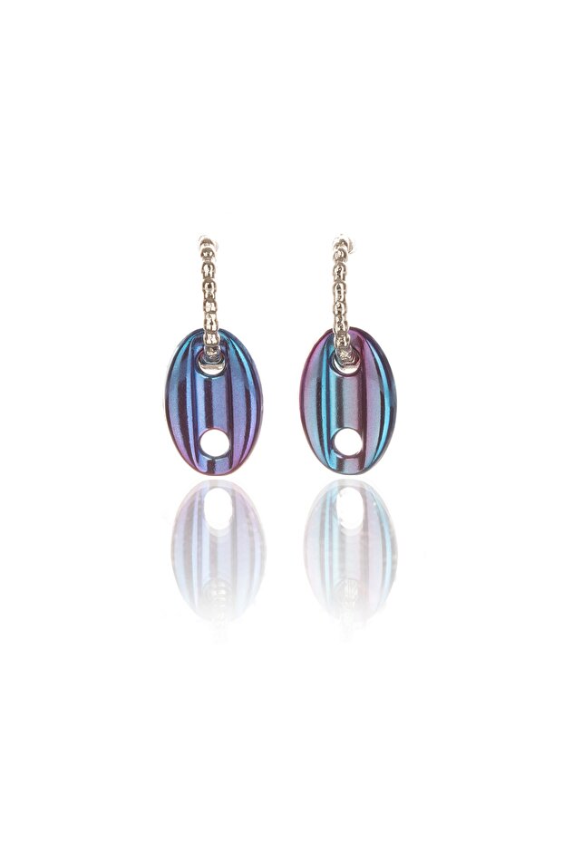 Neon Fuchsia-blue Mixed Color Antiallergic Gemini Knot Earrings