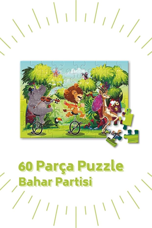 60 Parça Puzzle 2'li Set Dinozorlar Ve Bahar Partisi Bon80648125 - 3