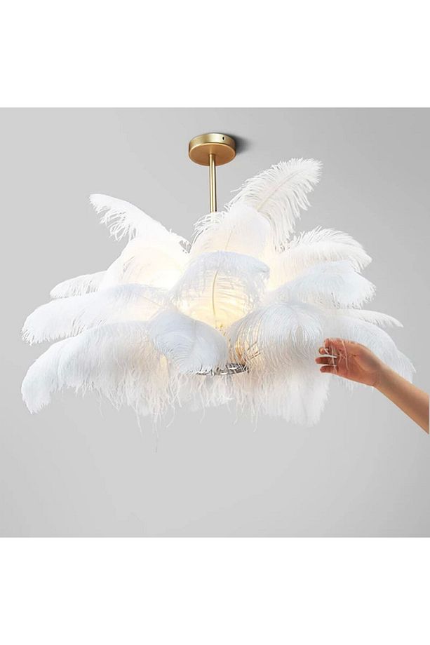 Deve Kuşu Tüyü Lüks Modern Avize Tüy Avize - 6