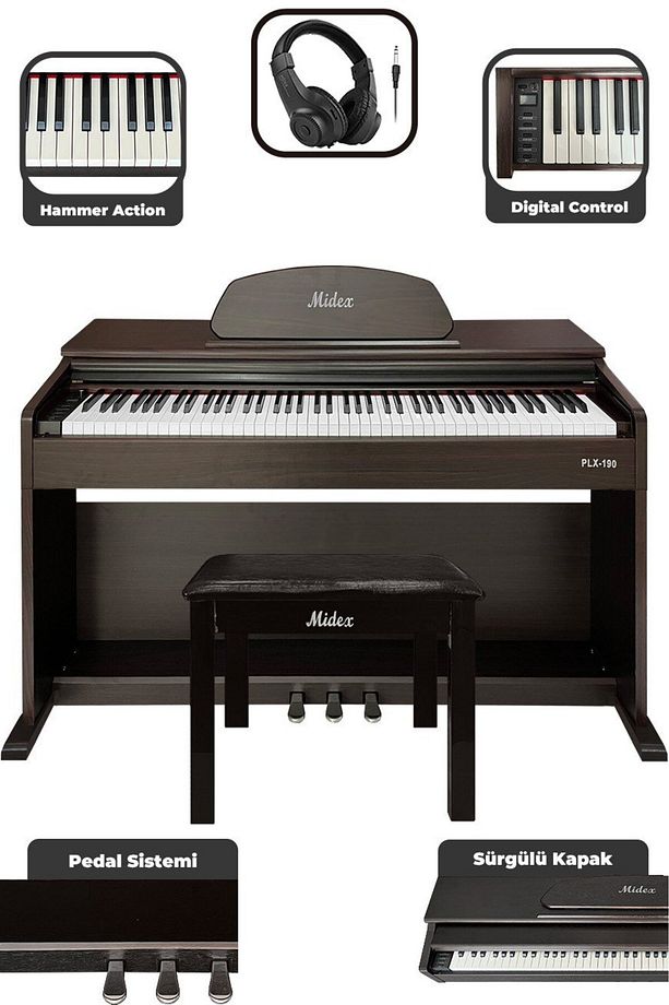 Plx-190sr Gül Ağacı Dijital Piyano 88 Tuşlu Hammer Action Ve tuş Hassasiyeti - 1