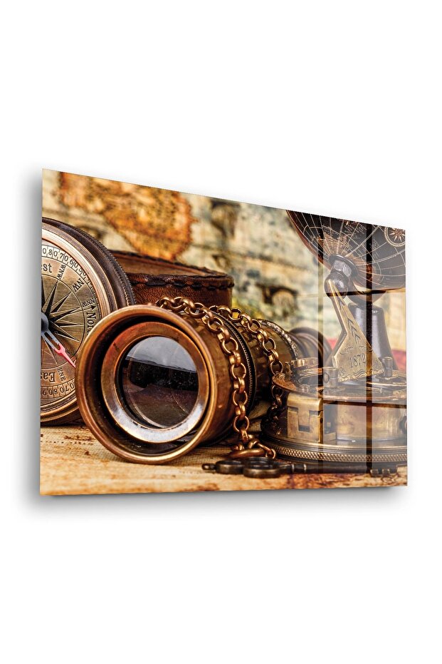 Old Map Style Glass Table - 1