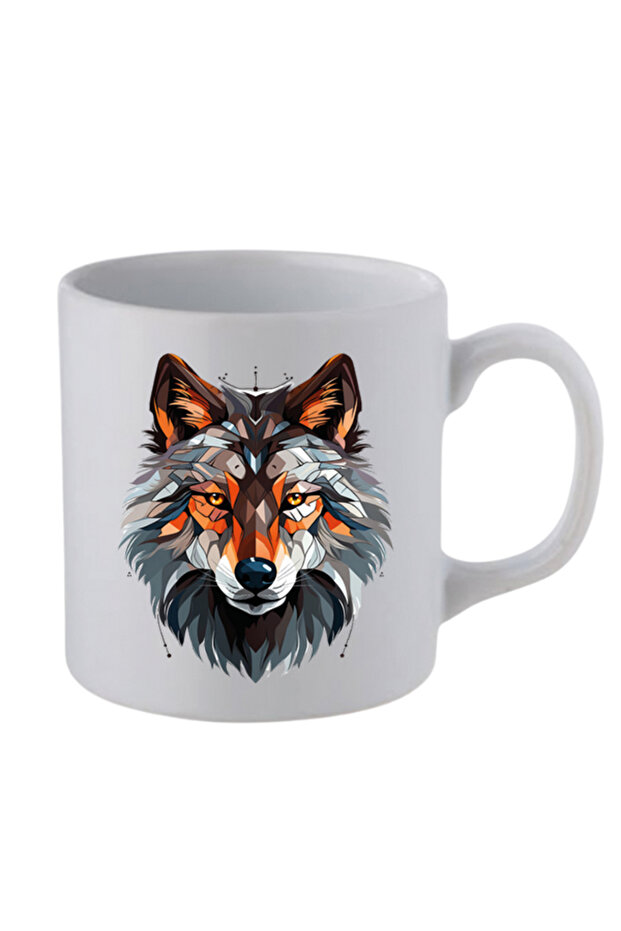 Modern Wolf Printed White Mug Cup - Ceramic Tea, Coffee Gift Cup