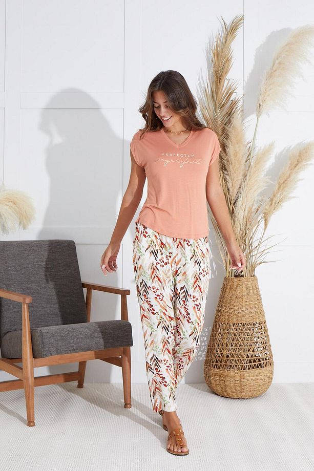 Kadın Kısa Kol Kiremit Pijama Takım C6T3N5O51 - 3