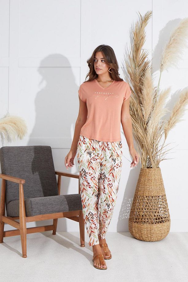 Kadın Kısa Kol Kiremit Pijama Takım C6T3N5O51 - 2
