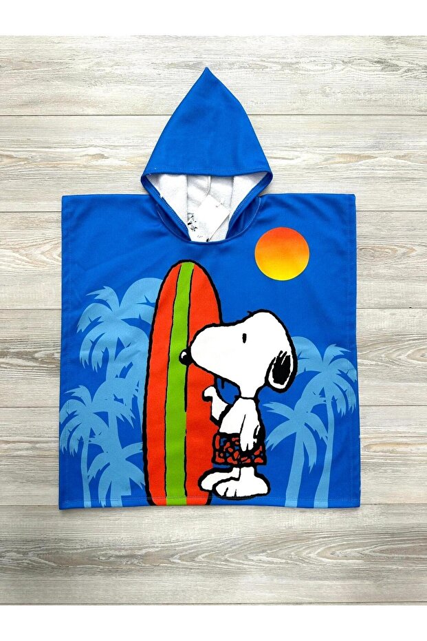 Yigit Boutique Snoopy Printed Poncho Children's Beach Towel