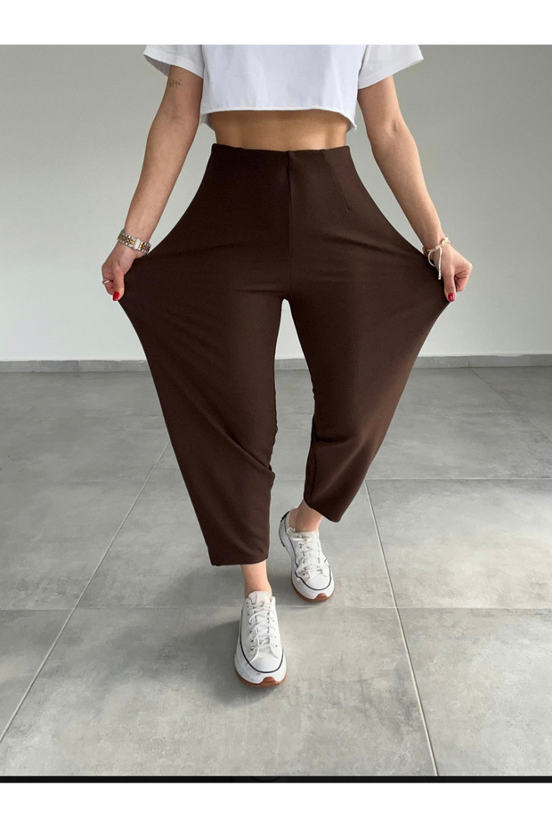 Crepe Fabric Beltless Shalwar Cut Balloon Trousers