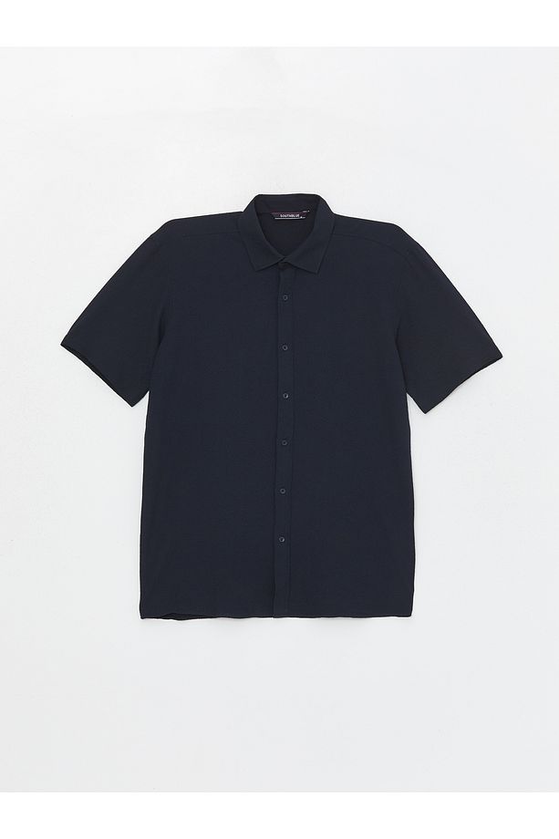 Regular Fit Kısa Kollu Armürlü Erkek Gömlek - 6