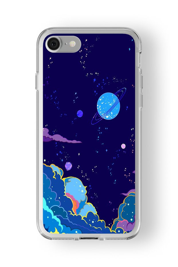 حافظة شفافة مطبوعة بتصميم كوكبي متوافقة مع هاتف iPhone SE 2020 و2022