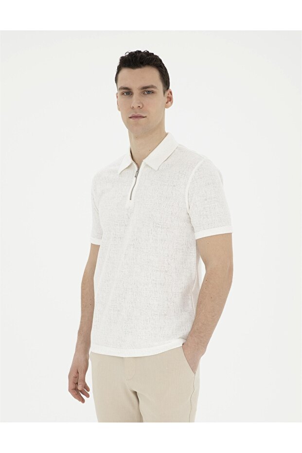 Ecru Slim Fit T-Shirt ELIFFU BUTIKHOME
