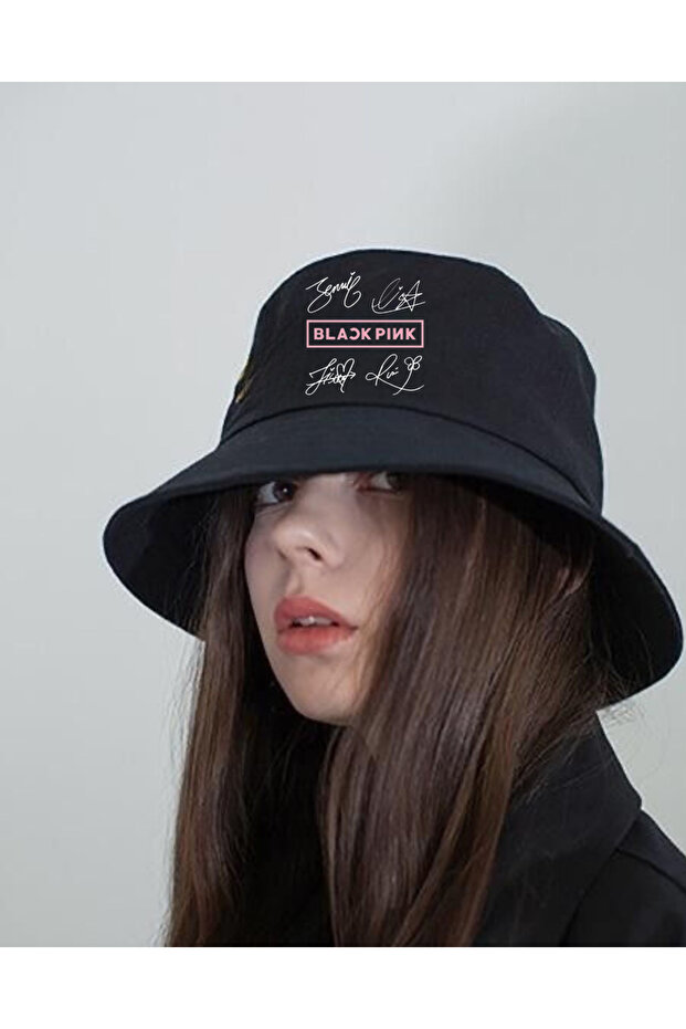 Black Pink Bucket Fisherman Hat