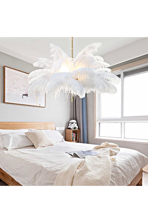 Deve Kuşu Tüyü Lüks Modern Avize Tüy Avize - 4