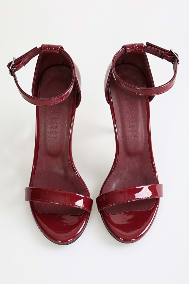 Női Lina Claret piros lakkbőr egypántos sarkú cipő - 3