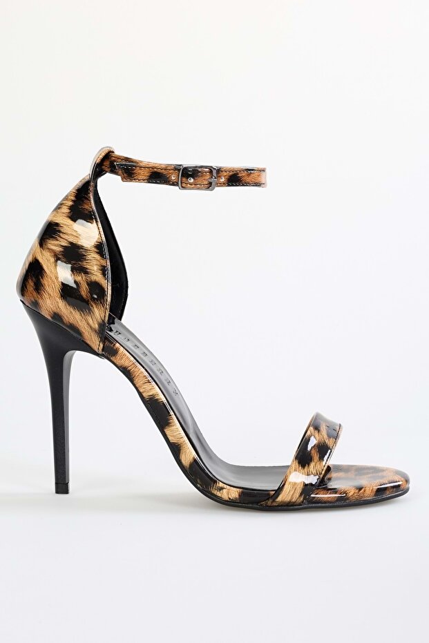 Női Lina Leopard fényes egypántos sarkú cipő - 3