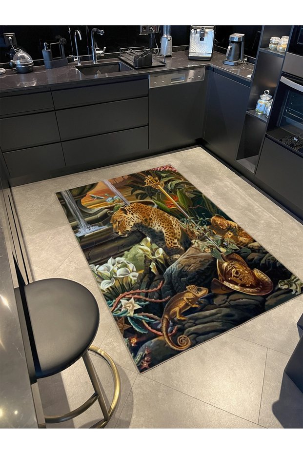 Tiger Animal Patterned Woven Base Carpet Miravip396