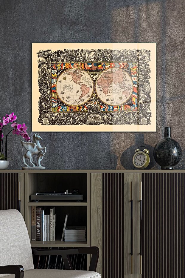 World Map Old Style Cam Tablo - 4