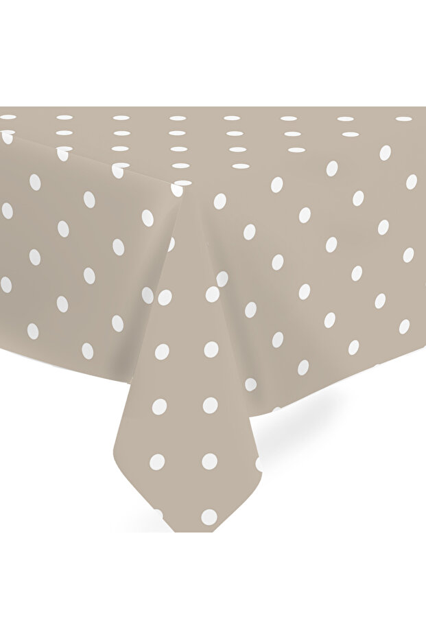 140x200cm Beige Polka Dot - Fiber Lined, Wipeable and Liquid Proof Tablecloth