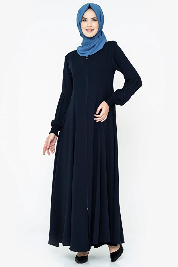 Navy Blue Alya Flared Ferace - Zippered, Model 668-1
