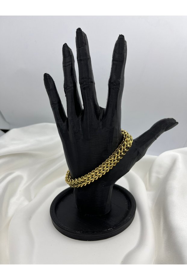 Unisex Double Row Thick Chain Model Gold Colored Steel Bracelet