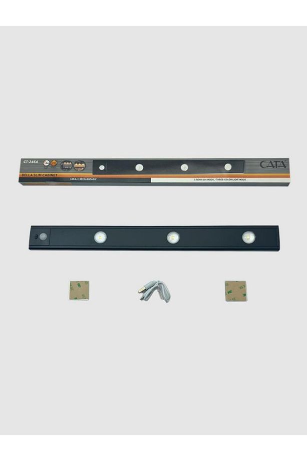 Hareket Sensörlü - Dekoratif Gece Lambası - Usb Şarjlı Led Aydınlatma Siyah Kasa 40cm Şarjlı Dolap L - 8