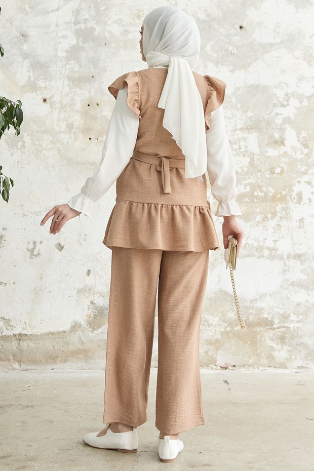 طقم ثلاثي مكشكش على الكتف - جملي - 5