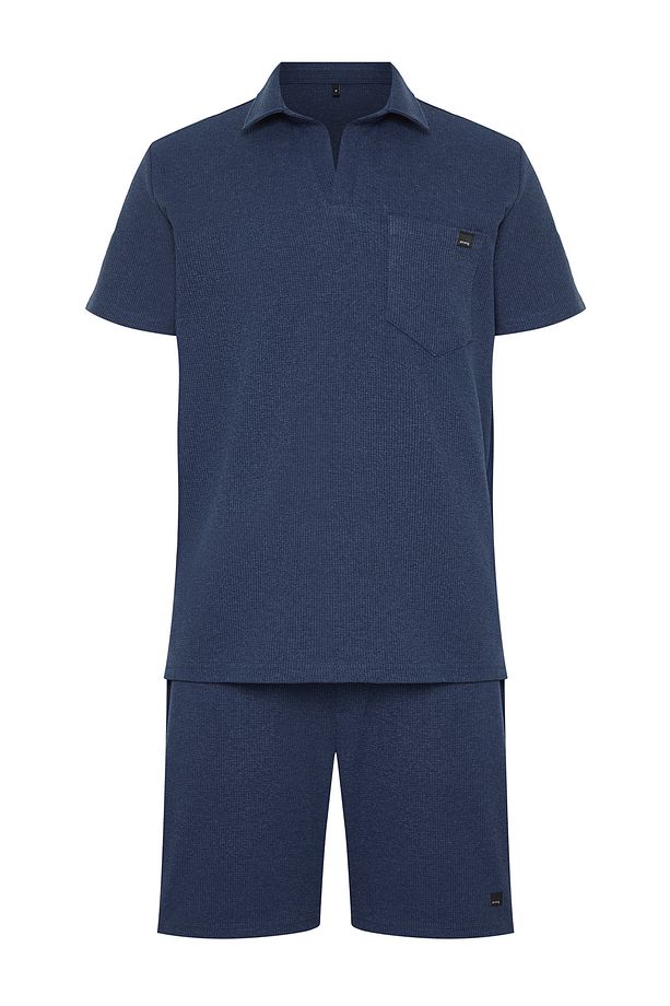 Indigo Regular/Normal Kesim Dokulu Kumaş Etiketli Polo Yaka Eşofman Takımı TMNSS23EM00003 - 7