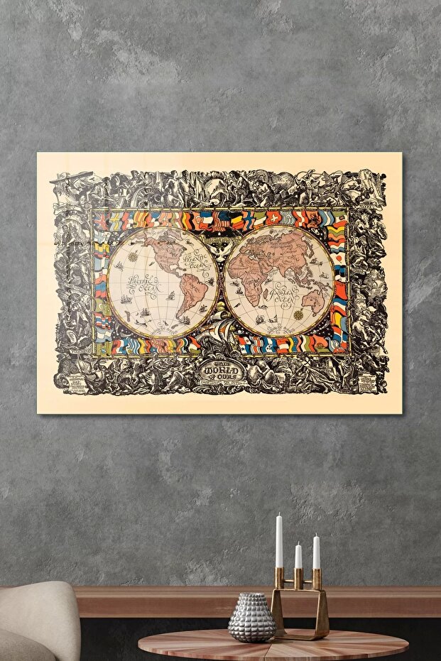World Map Old Style Cam Tablo - 5
