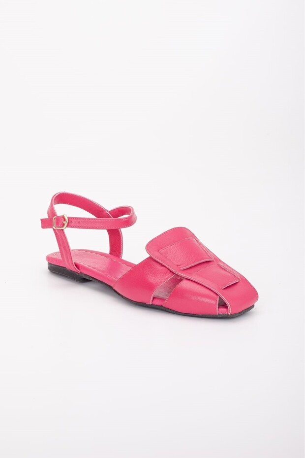 GENUINE LEATHER OPEN BACK FLUFFY SHOES