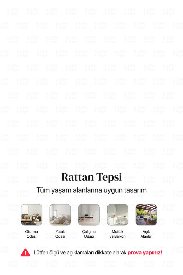 Bohem Rattan Kulplu Hasır Tepsi 35, Iskandinav, Modern - 6