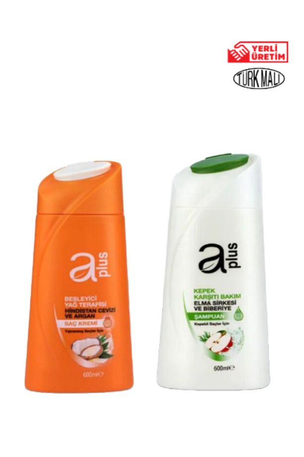 Şampuan 600 ml Elma Sirkeli & Saç Kremi 600 ml Yıpranmış Saçlar Için - 1