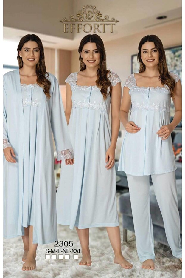 Effort Blue Lace Detailed Maternity Pregnant Set of 4