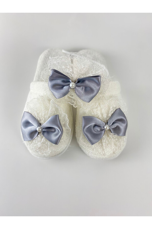 Smoked Bow Stoned Maternity Crown Slippers Set