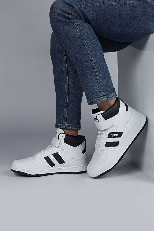 28504 High Top White - Black Men's Sneaker Casual Sneakers