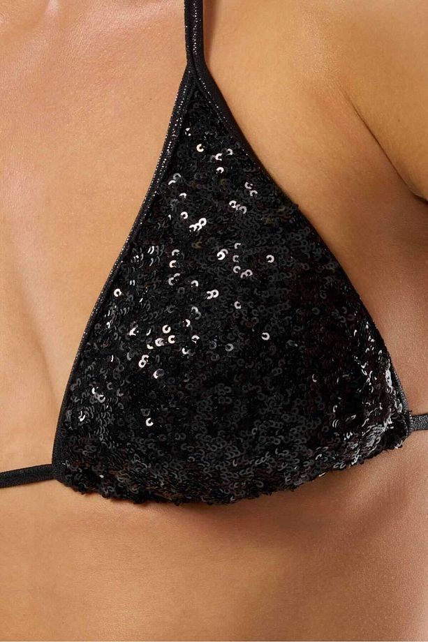 4607 Siyah Pul İşlemeli Bikini Takımı - 4