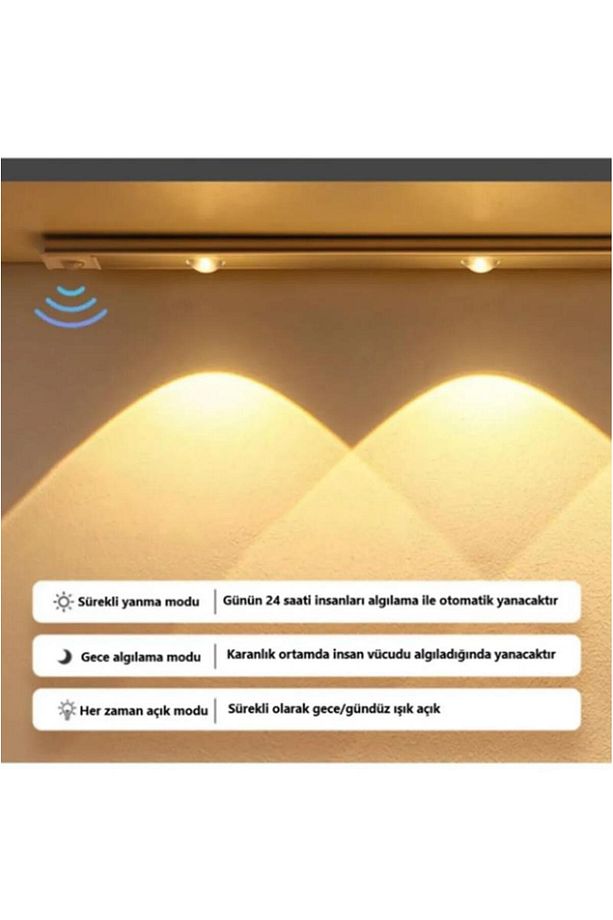 Hareket Sensörlü - Dekoratif Gece Lambası - Usb Şarjlı Led Aydınlatma Siyah Kasa 40cm Şarjlı Dolap L - 3