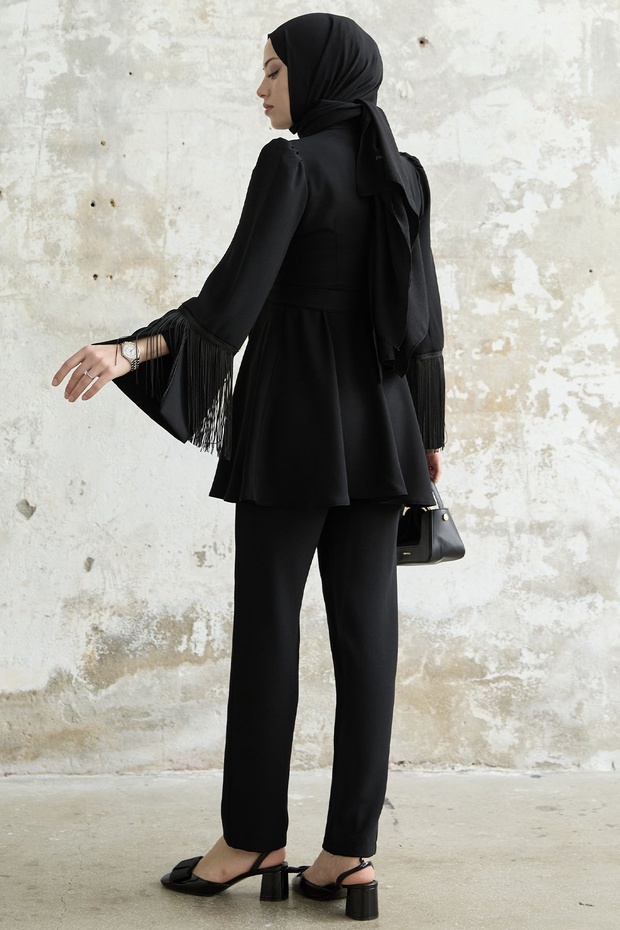 Krepová sada se střapcem se střapcem - černá - 5